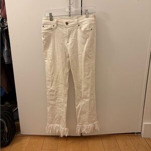 Pistols Women's White Frayed Hem Jeans - Size 27